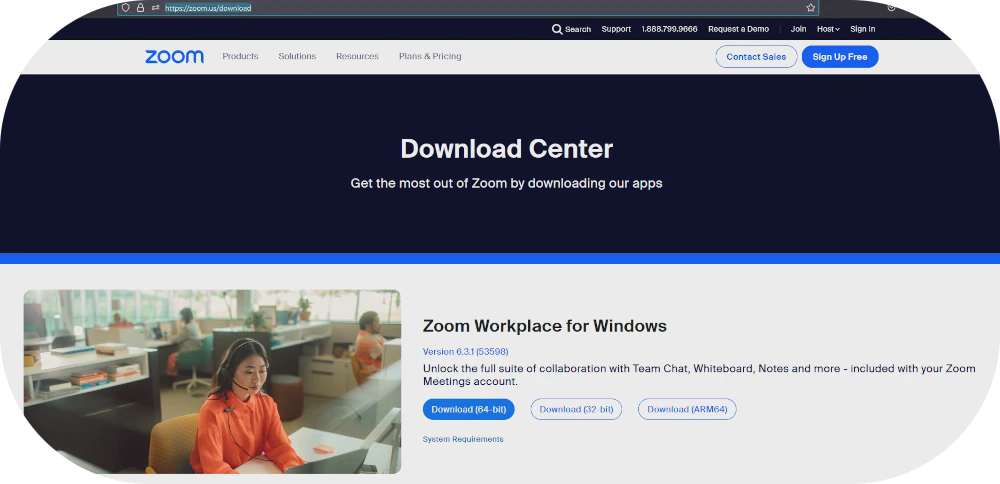 Zoom download page